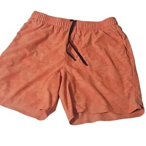 PETER MILLAR Swim Trunks Mens M Red Fish  7" Drawstring Suit Shorts Board Orange
